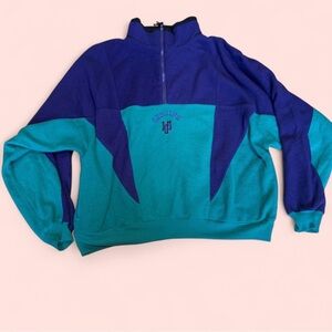 Genuine IOU Vintage Purple and Teal Half-Zip Sweatshirt colorblock 90’s vibe
